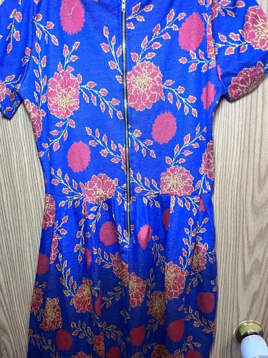 LuLaRoe Royal Blue Dress with Red and Gold Floral Print - Picture 5 of 5